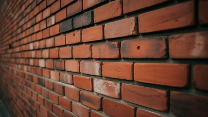 Fototapeta premium Close up view of a weathered red brick wall texture