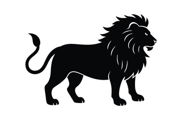 Majestic Lion Silhouette A Powerful and Regal Animal Illustration on White Background