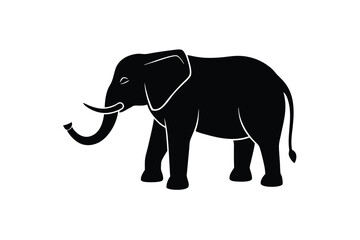 Fototapeta premium Elegant Black Elephant Silhouette Isolated on White Background for Creative Design Projects