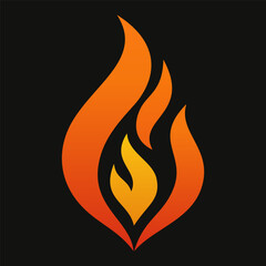 Vector flame icon with bold orange and yellow fire silhouette.