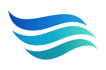 Vector blue wave abstract logo with flowing gradient lines.