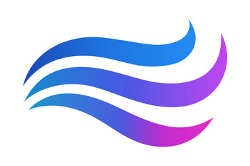 Vector colorful wave icon trio in blue‑purple gradient.
