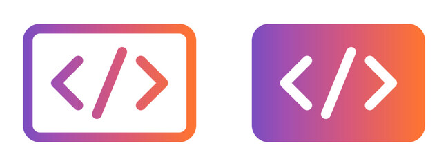 Vector code symbol icon in gradient for development UI.