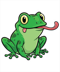 Cute cartoon frog with outstretched tongue.