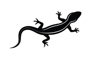 Simple Black and White Lizard Silhouette on White Background for Design Elements