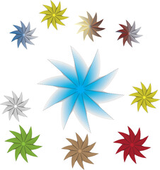 Create a colorful design featuring various types of staircases

