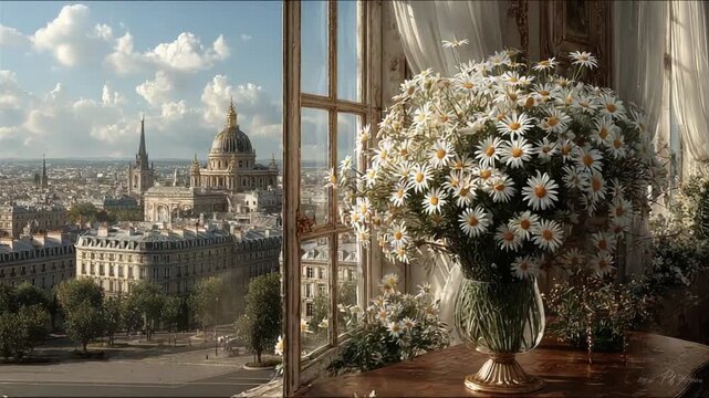 Captivating Paris View: A harmonious blend of architectural splendor and floral serenity