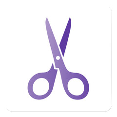 Purple scissors cutting vector graphic isolated on black for design, craft, school or creative projects
