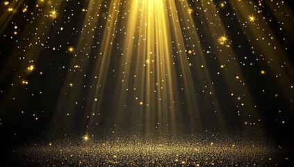 Glowing Stage Light with Floating Golden Particles