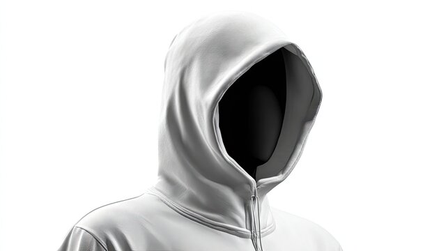 White Hooded Sweatshirt on White Background