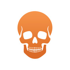 Obraz premium Orange skull on black background minimalist human skull graphic design illustration