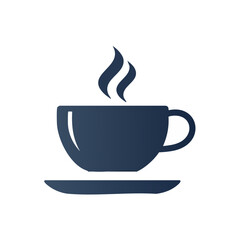 Obraz premium Hot Drink Illustration of a Steaming Blue Cup on Saucer, Isolated on Black