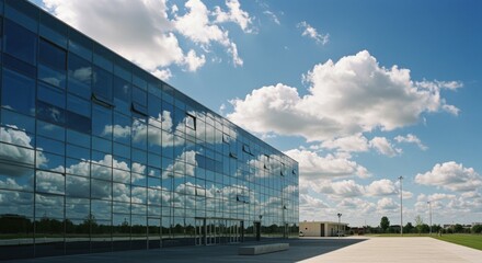 Obraz premium Modern glass building on sunny day