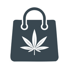 Shopping Bag Graphic with Cannabis Leaf Emblem Representing Legal Hemp Purchases