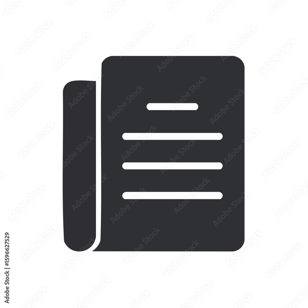 Fototapete document icon in minimal dark gray style illustration for web and user interface design