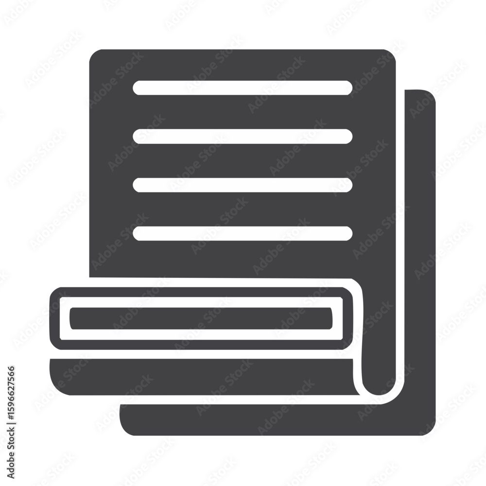 Fototapete stacked documents with white text in simple gray tones representing files or reports icon data stora
