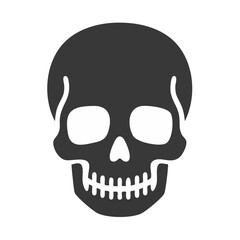 Fototapeta premium Skull illustration on black background vector simple graphic human skeleton dead head spooky Halloween horror icon