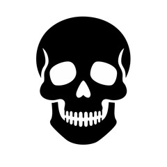 Obraz premium Skull silhouette on black background spooky Halloween symbol design element for banner minimal white ghost