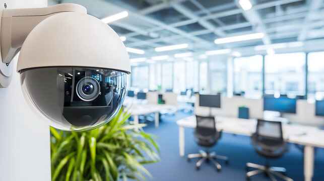 Security Camera in Office: Enhanced safety and surveillance with a modern security system, ensuring workspace security with clear video monitoring.