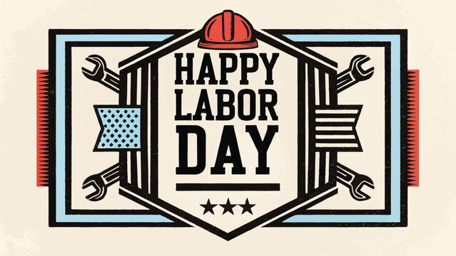 Happy labor day tools flag vector