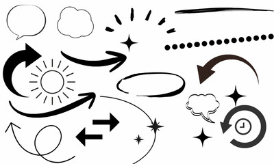 vector illustration of a set of hand drawn arrows