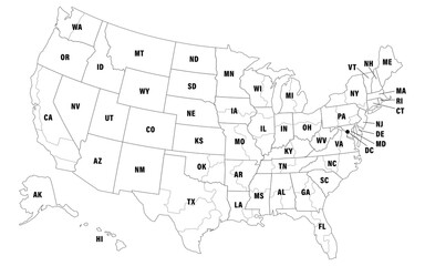 us map with state names in white color transparent png