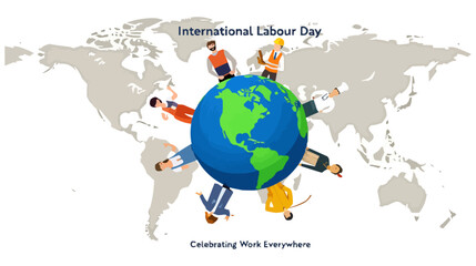 Naklejka premium Workers worldwide unity day tribute vector