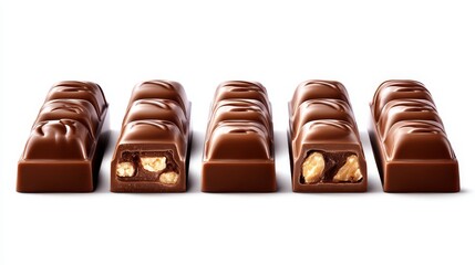 Obraz premium Indulge in the delightful sweetness of chocolate bars with peanut filling and coating