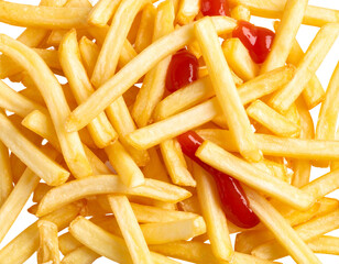 Scattered French Fries with Ketchup Drizzle PNG