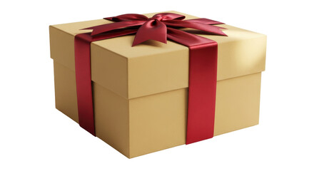 Isolated Gift Box with Red Ribbon