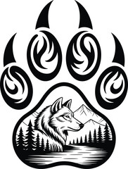 Fototapeta premium Wolf Paw Wilderness SVG, Wolf Paw SVG 