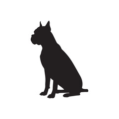 Boxer dog sitting silhouette vector icon flat illustration design on white background