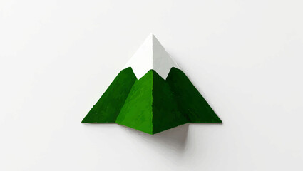 Geometric mountain stands against clean white background, symbolizing nature and design

