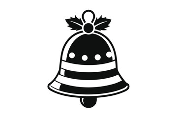 Festive decorated bell featuring classic stripes and holly berries evokes a cheerful spirit