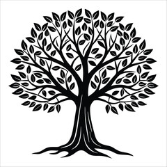 Obraz premium Vector tree silhouette with roots, a symbol of nature's growth and environmental design