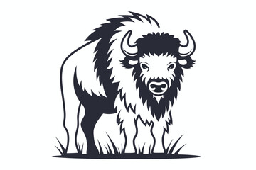 Striking buffalo stands in silhouette among tall grass, evoking strength and wildness