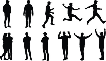 Collection of Diverse Human Silhouettes Poses and Actions