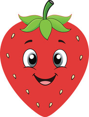 Obraz premium Animation strawberry fruits for kids and toodler coloring and drawing books