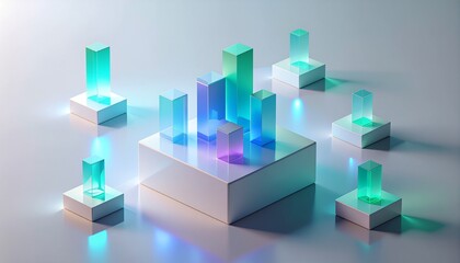 Obraz premium Minimalist Abstract Cryptocurrency Chart with Floating Elements