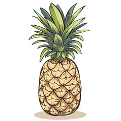 Obraz premium Detailed HandDrawn Illustration of a Ripe Pineapple