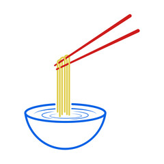 Minimalist Ramen Delight, Line Art Noodle Bowl