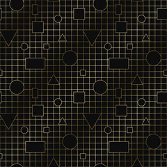 Vector golden seamless ornamental luxury geometric pattern - outline art deco rich design. Repeatable elegant royal background. Symmetry endless print