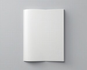 A4 brochure mockup with one page gently curled as if turning, floating isolated on light grey seamless background. Perfect template for flyer, leaflet, psd, design mock-up presentations.