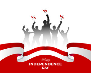 Happy Indonesia Independence Day. 17 August. Holiday concept. Template for background with banner, poster and card. Vector illustration.
