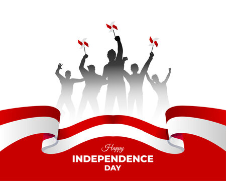 Happy Indonesia Independence Day. 17 August. Holiday concept. Template for background with banner, poster and card. Vector illustration.
