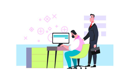 Fototapeta premium vector business illustration, office workers.Flat style color modern vector illustration.