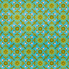 Vintage seamless tile pattern.Morocco, Indian, Arabic, Turkish motifs . Azulejo. Lisbon, Portuguese or Spanish retro old tiles mosaic, Mediterranean design.patchwork vector