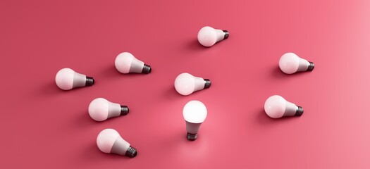 Abstract light bulbs in pastel colors