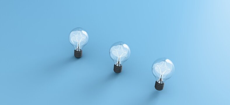 Abstract light bulbs in pastel colors