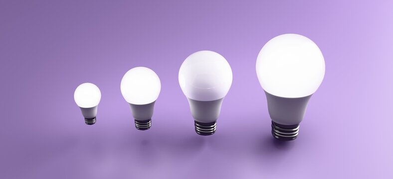 Abstract light bulbs in pastel colors